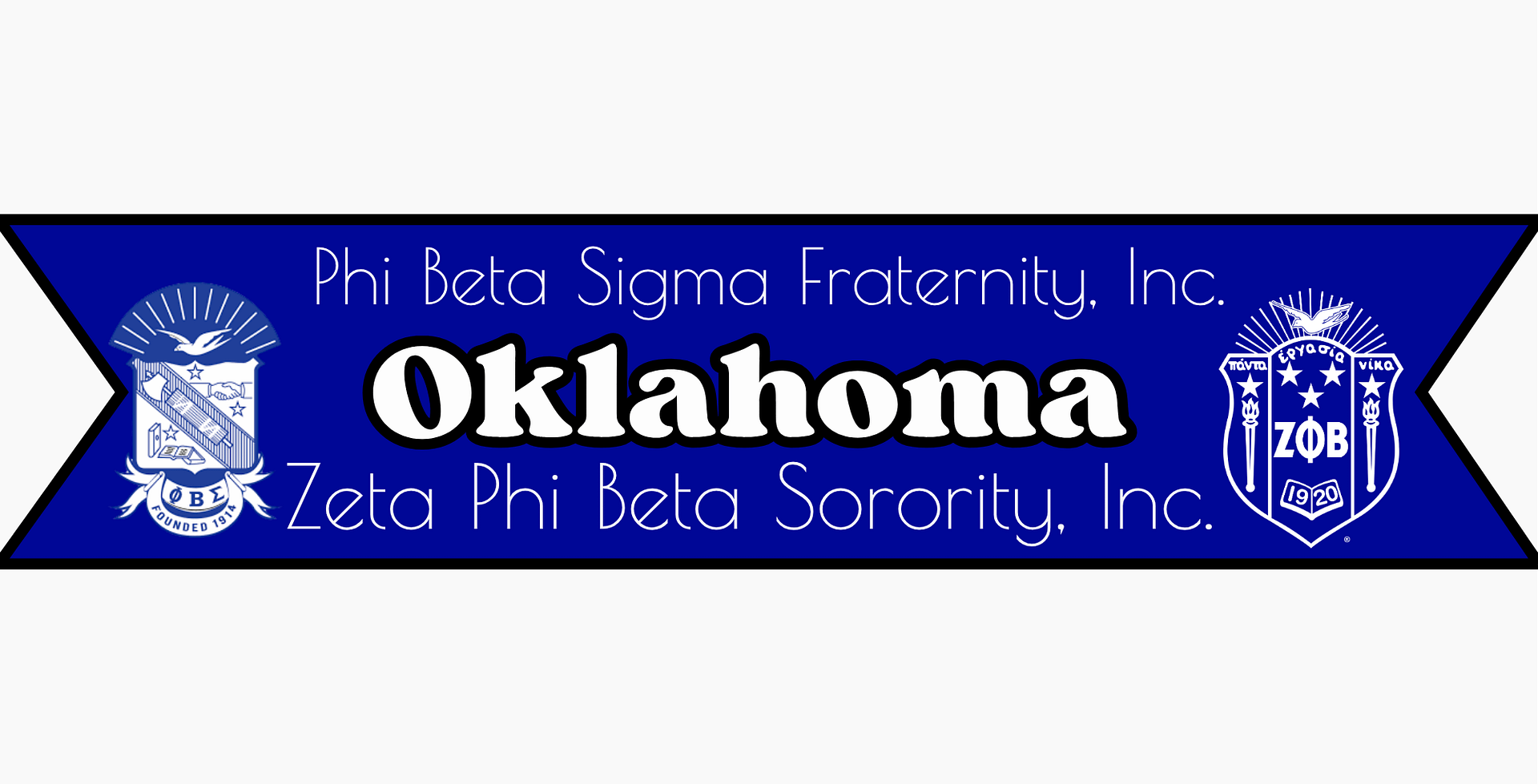 Sigma Zeta 2025 Combined State Workshop logo. A blue banner with the Phi Beta Sigma Fraternity, Inc shield on the left and the Zeta Phi Beta Sorority, Inc. shield on the right. It says Oklahoma in the center.